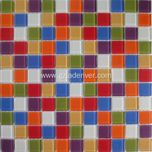 Rainbow Color Mixed Crystal Glass Mosaic Tiles